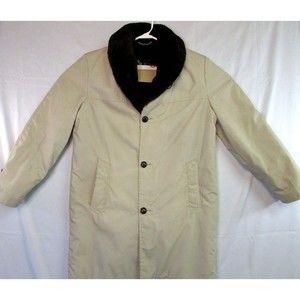 VTG Shanhouse Sports Outerwear Men's Beige Canvas Coat Fleece Lined 36 Excellent